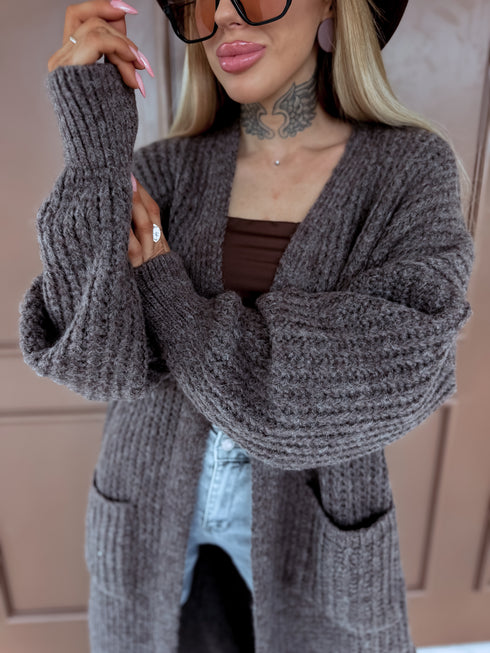Megztas kardiganas "MALIBU" - choco